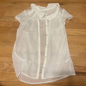 White button up lace top